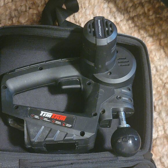 Tim Tam Black Power Massager Muscle Deep Tissue Cordless w Charger & Travel Case - Picture 12 of 14
